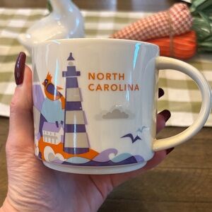 Starbucks North Carolina Ceramic Mug - White with Purple & Orange